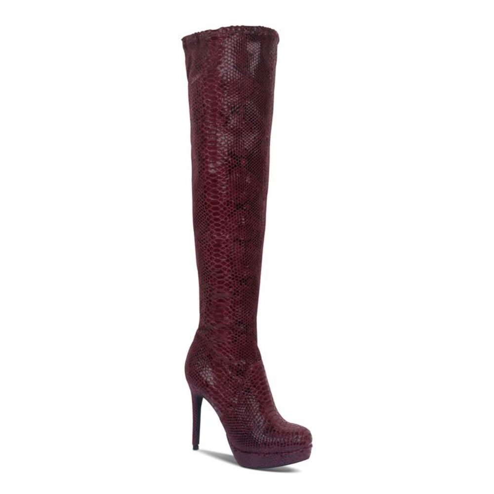 THALIA SODI Womens Purple Animal Print 1" Platform Stiletto Dress Boots 6.5 M